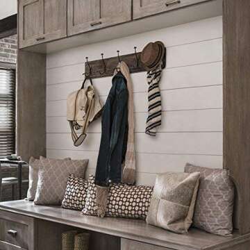 AVIGNON HOME Rustic Coat Rack with Hooks Vintage Wooden Wall Mounted Coat Rack 38 inches Wide and 7 ...