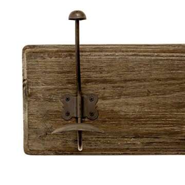 AVIGNON HOME Rustic Coat Rack with Hooks Vintage Wooden Wall Mounted Coat Rack 38 inches Wide and 7 inches high for Entryway Bathroom and Closet