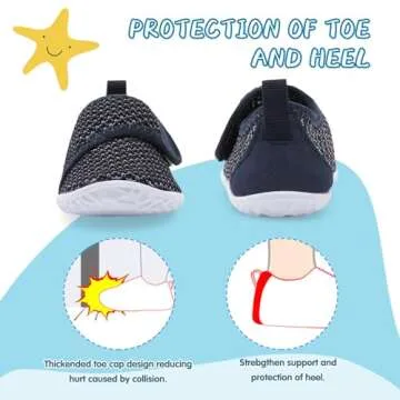 shopUAL Boys Girls Water Shoes Outdoor Aqua Socks Toddler Swim Shoes Sport Walking Beach Water Shoes for Toddler Black Fusion Toddler 7