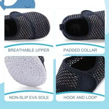 shopUAL Boys Girls Water Shoes Outdoor Aqua Socks Toddler Swim Shoes Sport Walking Beach Water Shoes for Toddler Black Fusion Toddler 7