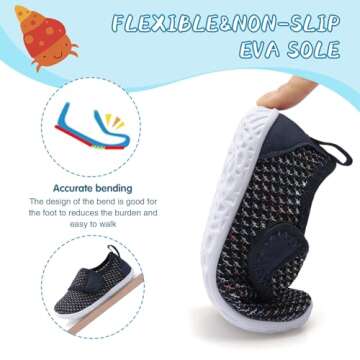 shopUAL Boys Girls Water Shoes Outdoor Aqua Socks Toddler Swim Shoes Sport Walking Beach Water Shoes for Toddler Black Fusion Toddler 7