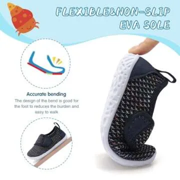 shopUAL Boys Girls Water Shoes Outdoor Aqua Socks Toddler Swim Shoes Sport Walking Beach Water Shoes for Toddler Black Fusion Toddler 7