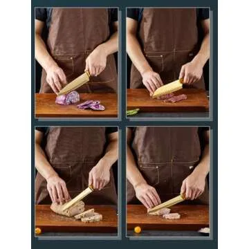 Aiheal Knife Set, 16 Pieces High Carbon Stainless Steel Golden Color Kitchen Knife Set, Titanium Coating Blade, No Rust and Super Sharp Cutlery Knife Set with Acrylic Stand and Kitchen Scissors, Gift