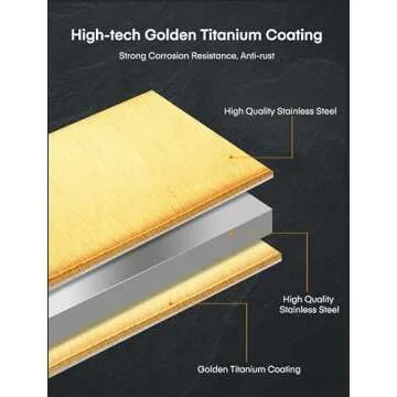 Aiheal Knife Set, 16 Pieces High Carbon Stainless Steel Golden Color Kitchen Knife Set, Titanium Coating Blade, No Rust and Super Sharp Cutlery Knife Set with Acrylic Stand and Kitchen Scissors, Gift