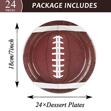 Gisgfim Football Paper Plates - 24 pcs Disposable Tableware