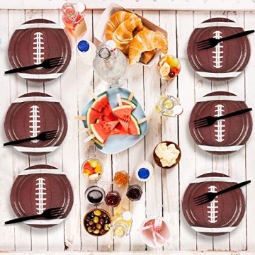 Gisgfim Football Paper Plates - 24 pcs Disposable Tableware