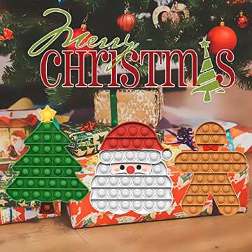 Christmas Decorations Pop Fidgets Toys - Push It Bubbles Sensory Toy Christmas Party Decor Santa Cla...