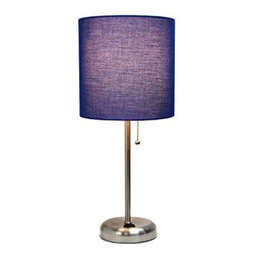 Simple Designs LT2024-NAV Modern Table Lamp with Power Outlet