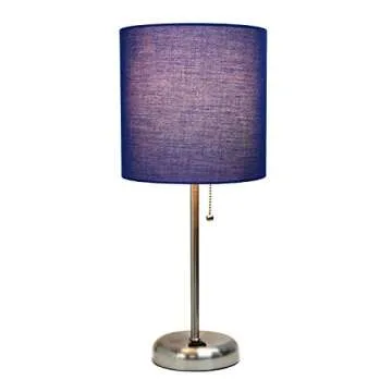 Simple Designs LT2024-NAV Modern Table Lamp with Power Outlet