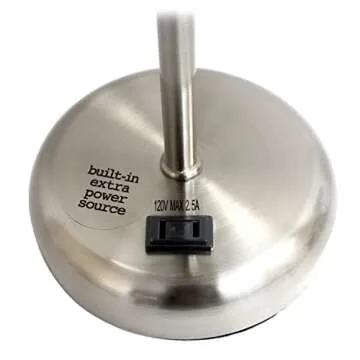 Simple Designs LT2024-NAV Modern Table Lamp with Power Outlet