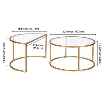 Luna Round & Demilune Nested Coffee Table in Brass