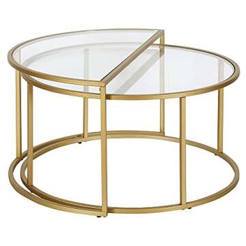 Luna Round & Demilune Nested Coffee Table in Brass