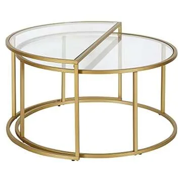 Luna Round & Demilune Nested Coffee Table in Brass