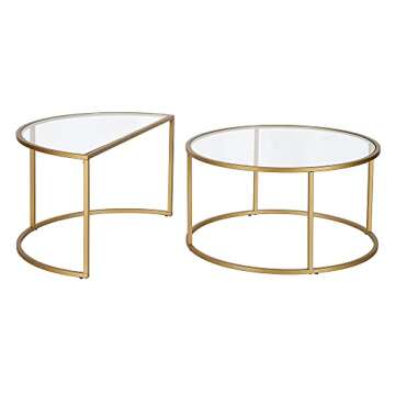 Luna Round & Demilune Nested Coffee Table in Brass