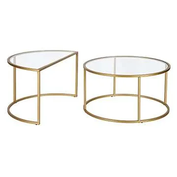 Luna Round & Demilune Nested Coffee Table in Brass
