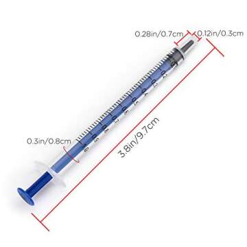 LUTER 12Pcs 1ml Plastic Syringes, No Needle Plastic Syringe with Measurement for Scientific Labs Exp...