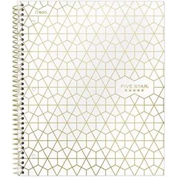 Five Star Spiral Notebooks, 1 Subject, College Ruled, 11" x 8-1/2", Cute Designs Colors, 3 Pack, Design May Vary
