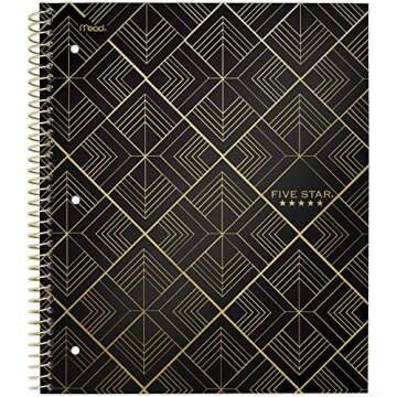 Five Star Spiral Notebooks, 1 Subject, College Ruled, 11" x 8-1/2", Cute Designs Colors, 3 Pack, Design May Vary