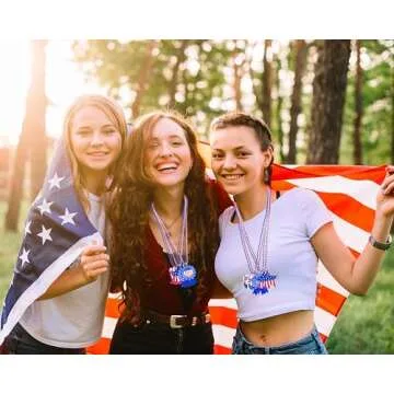 36PCS Fourth/4th of July Necklaces Beads: Patriotic Accessories Bulk Memorial Day Party Favors Decor...