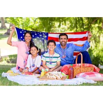 36PCS Fourth/4th of July Necklaces Beads: Patriotic Accessories Bulk Memorial Day Party Favors Decor Decorations-Star Uncle Sam Hats