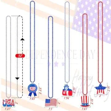 36PCS 4th of July Patriotic Necklaces - Party Decorations