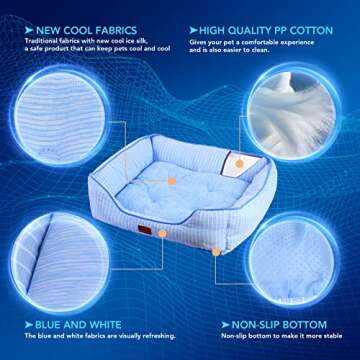ORIONISPET Cooling Pet Beds for Dogs and Cats-ice Silk Summer Beds for Small, Medium and Large Dogs and Cats- Machine Washable and Non-Slip Bottom-Blue (Large)