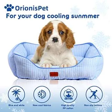 ORIONISPET Cooling Pet Beds for Dogs and Cats-ice Silk Summer Beds for Small, Medium and Large Dogs and Cats- Machine Washable and Non-Slip Bottom-Blue (Large)