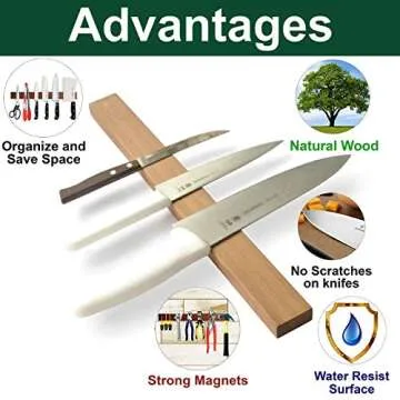 Simple Useful Wood Magnetic Knife Strip 10 inch - Magnetic Knife Holder Rack Bar Block