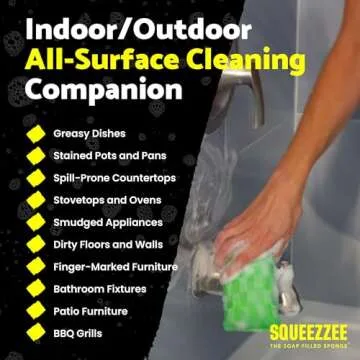 Squeezzee Soap Filled Scrubber Sponges 2-Pack - Non Scratch Scrubbing Sponge with Built-in Dishwashing Liquid Dish Soap, Double Sided Kitchen Cleaning Scrubbers, Up to 300 Washes Per Sponge