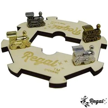 Regal Games Mexican Train Double 12 Dominoes Set for Adults & Kids - Domino Game with 91 Tiles Colored Dots & 4 Metal Trains - 2-8 Player Games & Ideal for Family Fun Game Night and Travel (Ages 8+)