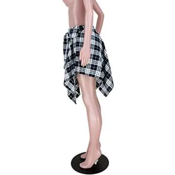 Stylish High Waisted Asymmetrical Plaid Skirts for Women