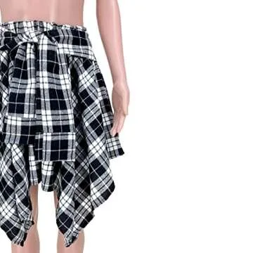 Stylish High Waisted Asymmetrical Plaid Skirts for Women