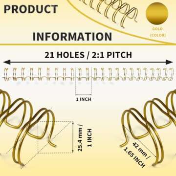 RAYSON Double Loop Binding Wire Spines - 1 Inch, 2:1 Pitch for 240 Sheets