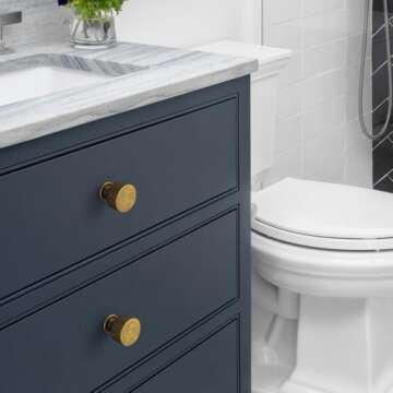 Goo-Ki Vintage Retro Antique Brass Zinc Alloy Cabinet Large Knob - Single Hole Striped Decorations Cabinet Pull Hardware for Bedroom, Kitchen, 6 Pack