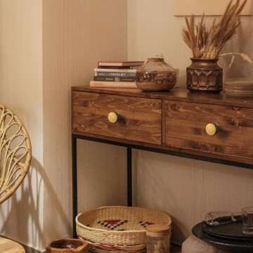 Goo-Ki Vintage Retro Antique Brass Zinc Alloy Cabinet Large Knob - Single Hole Striped Decorations Cabinet Pull Hardware for Bedroom, Kitchen, 6 Pack