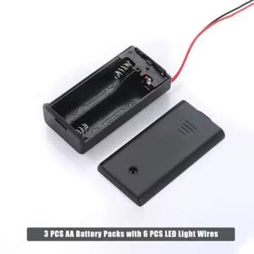 Flever DIY House Accessory for Dollhouse Miniature-3 PCS AA Battery Packs with 6 PCS LED Light Wires