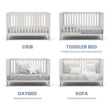 Delta Children Essex 4-in-1 Convertible Baby Crib, Bianca White with Natural Legs