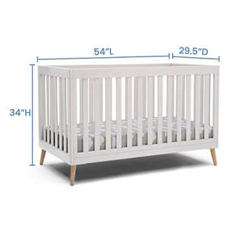 Delta Children Essex 4-in-1 Convertible Baby Crib, Bianca White with Natural Legs