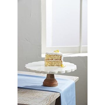 Mud Pie Marble Cake Stand, 12" dia, White