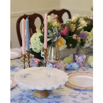 Mud Pie Marble Cake Stand, 12" dia, White