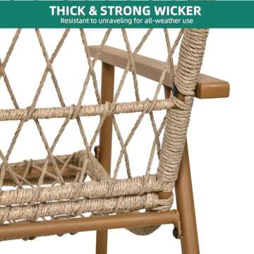 YITAHOME 3 Pieces Conversation Bistro Set with Ottoman, All-Weather Patio Bistro Set with Footrest, Small Patio Conversation Set for Balcony Outside, Outdoor Chairs with Ottomans and Coffee Table