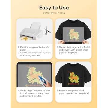 Hiipoo Dark Heat Transfer Paper for Vibrant DIY Printing