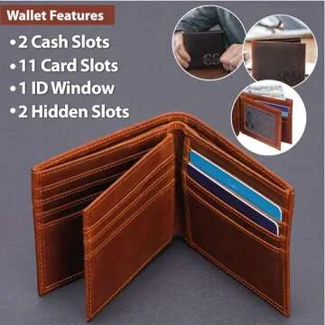 Personalized Leather Wallet for Men, Christmas for Men,Him, Custom Name Wallets, Customazible Gift for Husband, Dad, Boyfriend, Him, Men Gifts for Anniversary, Birthday, Wedding, Fathers Day