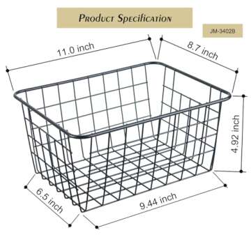 JUNCHU CHERRY Wire Storage Basket 4 Packs,Perfect Kitchen Pantry Organization Storage Basket,Laundry...