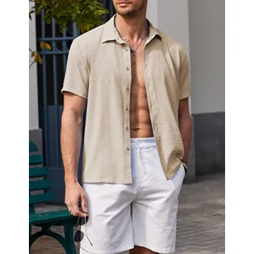 Stylish COOFANDY Men's Lightweight Beach Shirt - Perfect Fit