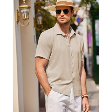 Stylish COOFANDY Men's Lightweight Beach Shirt - Perfect Fit