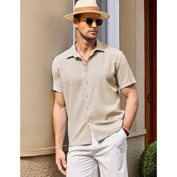 Stylish COOFANDY Men's Lightweight Beach Shirt - Perfect Fit