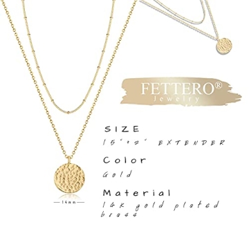 Fettero Gold Necklace with Coin Pendant - Dainty Jewelry