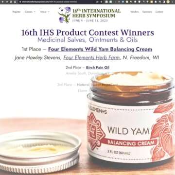 Four Elements 4E Wild Yam Balancing Cream, 2 OZ - 1st Place Winner at The 2023 International Herb Symposium for Creams and Salves! Proudly Farmed, Crafted and Packaged in WI, USA. (Cream)