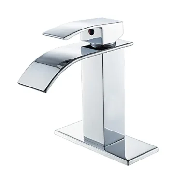 VOTON Bathroom Faucets Chrome Modern Waterfall Bathroom Sink Faucet with Deck Plate for 1 or 3 Holes
